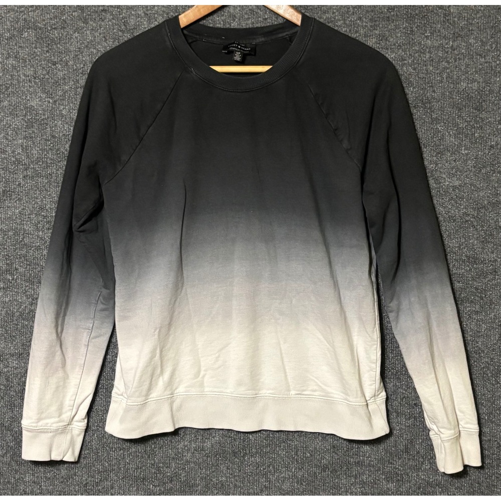 Lucky Brand Women Small Sweatshirt Black White Ombre Long Sleeve Crewneck‎